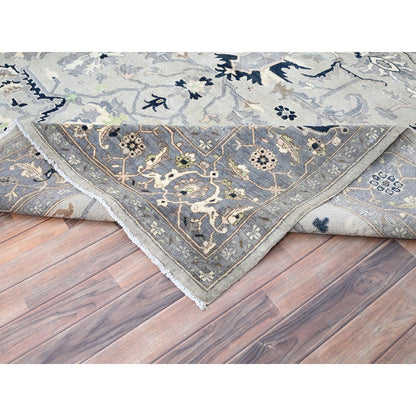 9'X12'2" Gray Seeripe Heris Design 100% Wool Hand Knotted Oriental Rug