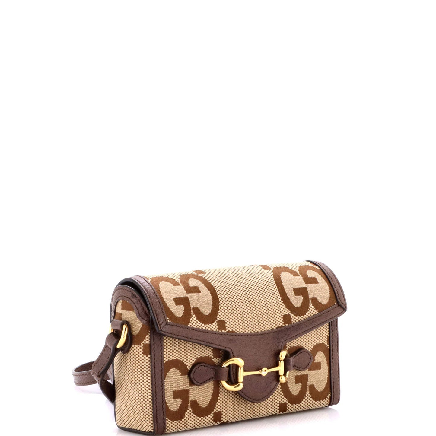 Mini Gucci Horsebit 1955 Flap Crossbody Bag Jumbo GG Canvas
