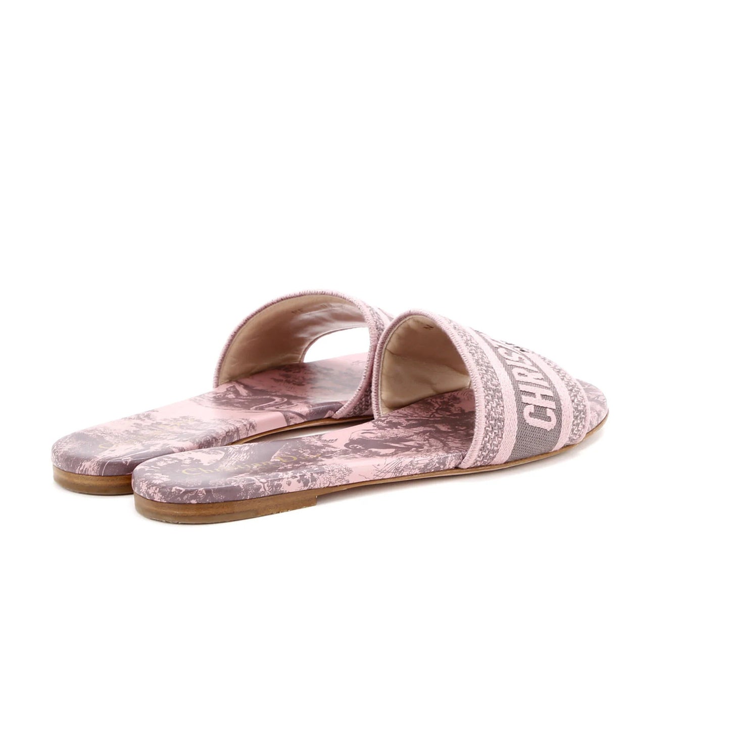 Christian Dior Women'S Dway Flat Sandals Embroidered Canvas