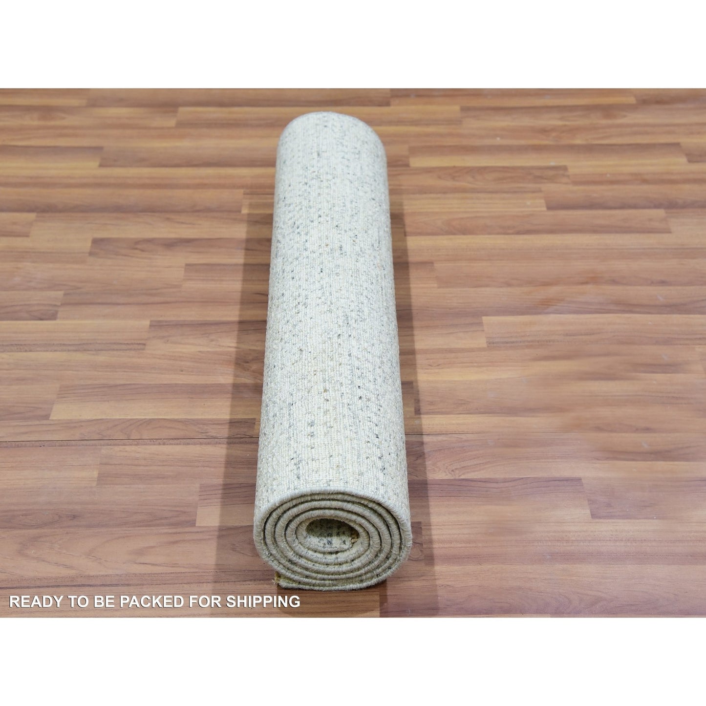 2'6"x6'1" Pale Smoke Gray Undyed Shiny Wool Hand Knotted Grass Runner Rug