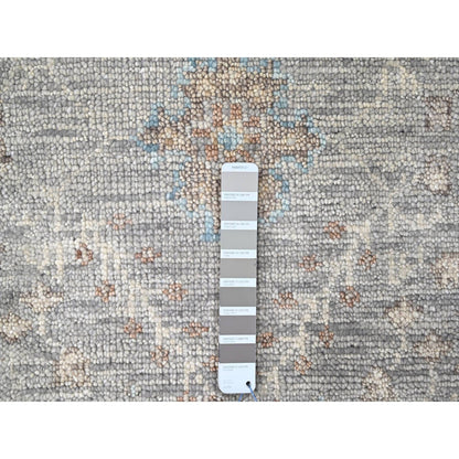 9'X12'1" Medium Gray Oushak Design Hand Knotted All Wool Oriental Rug