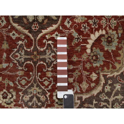 7'10"X10'1" Red Antiqued Fine Heris Re-Creation Hand Knotted Wool Rug