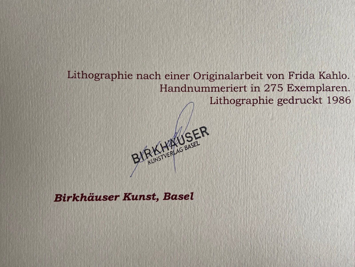 Frida Kahlo Lithograph 1986 Coa Numbered Hand Signed Limited