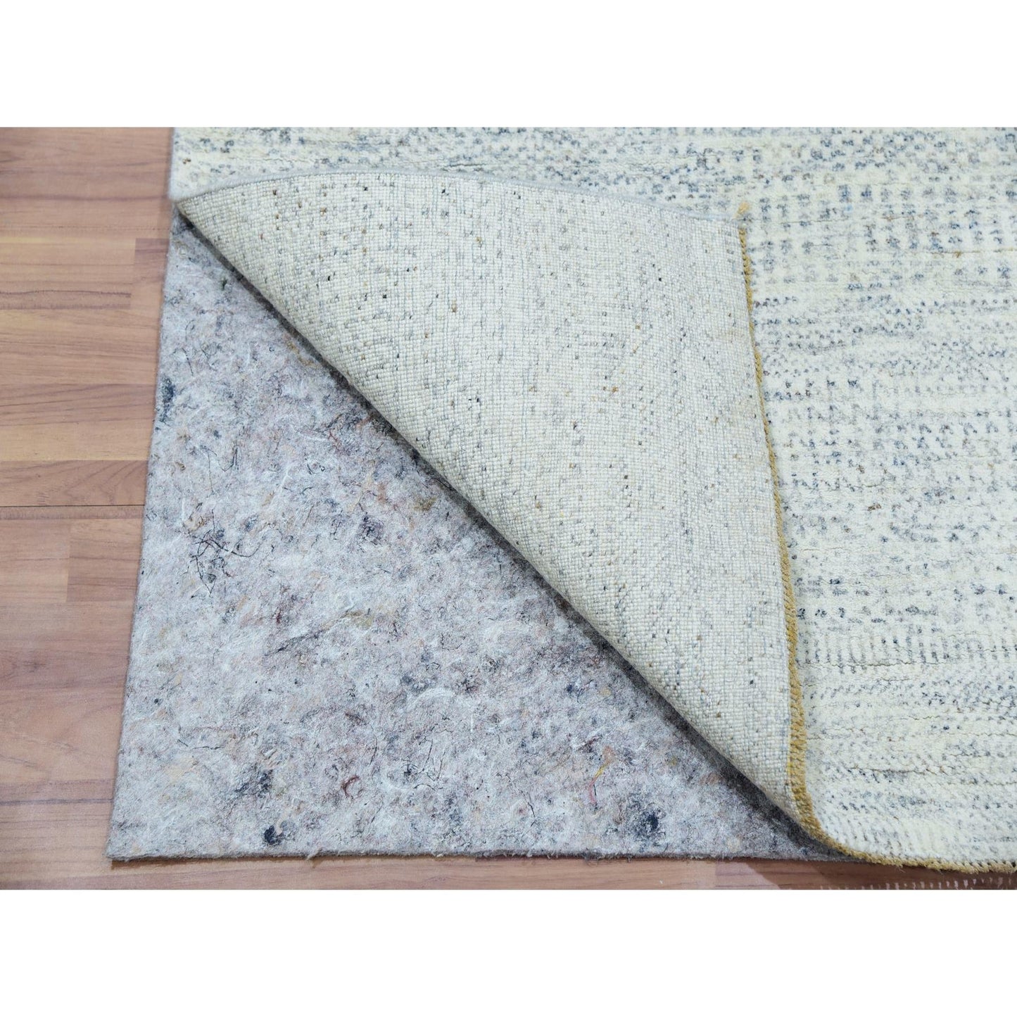 2'6"X8'1" Mindful Gray Undyed Wool Hand Knotted Grass Design Runner Rug