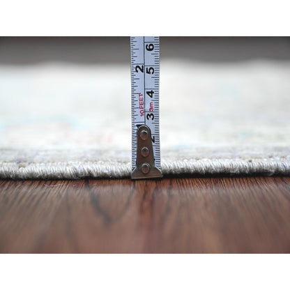 2'6"X6' Gray Peshawar Heris Design Wool Hand Knotted Runner Oriental Rug