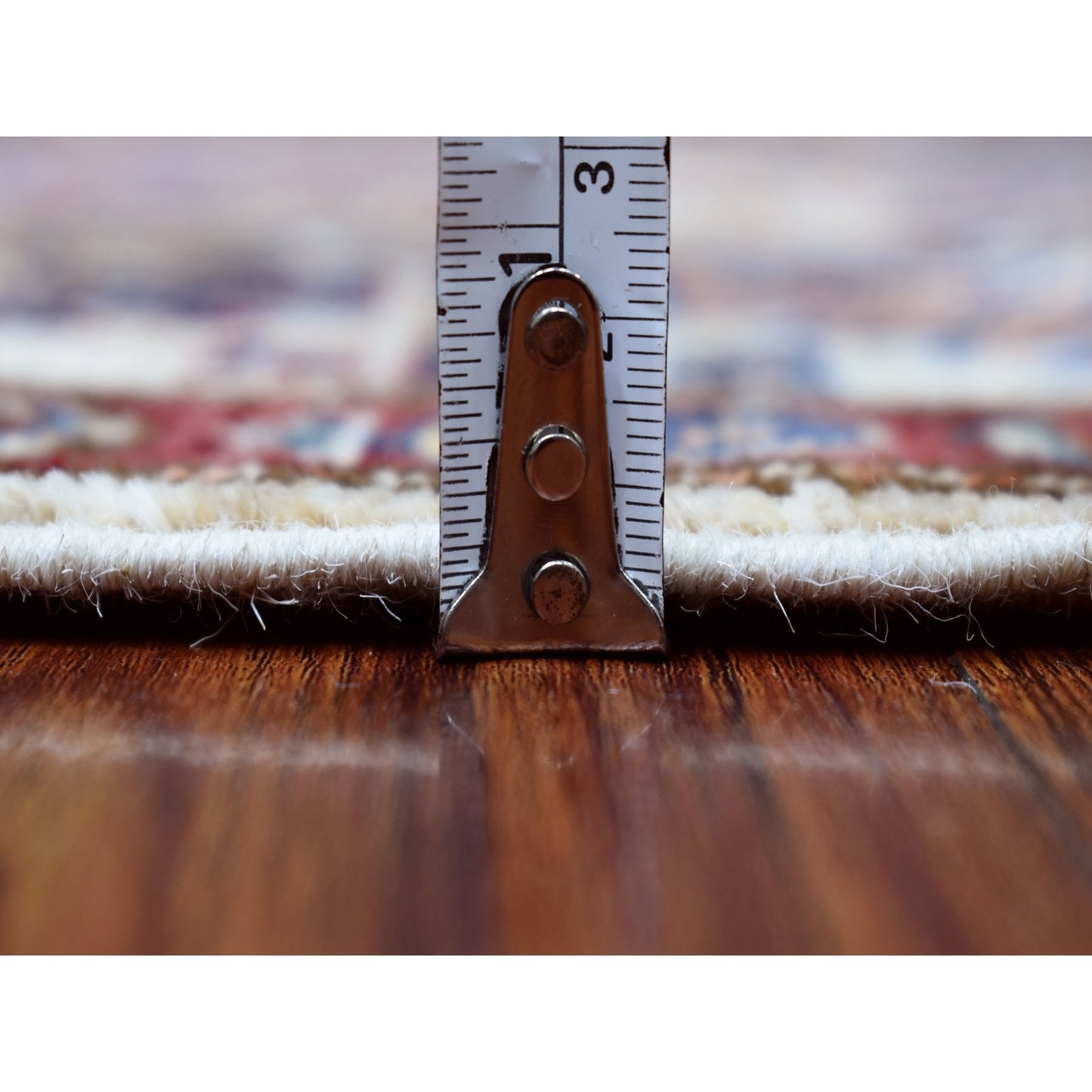 2'8"X10' Beige Geometric Design Natural Wool Super Kazak Hand-Knotted Rug