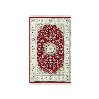 2'7"X4'1" Sun Dried Tomato Red Nain Central Medallion Hand Knotted Rug