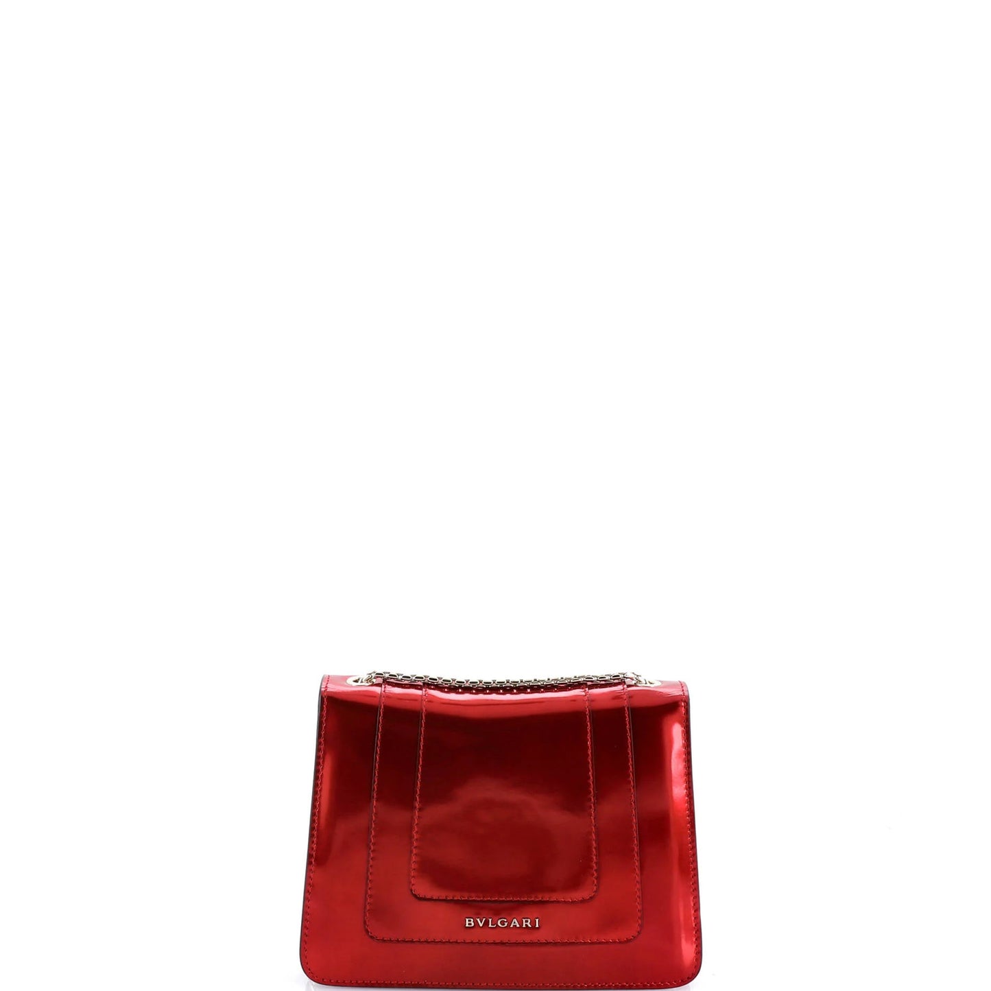 Bvlgari Serpenti Forever Square Shoulder Bag Metallic Leather Small