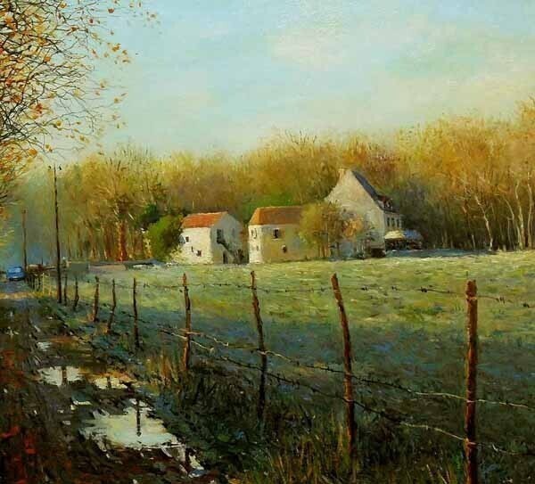 Jean Kevorkian "Le Moulin De Jarcy" 1978 Oil Painting French Landscape 25F