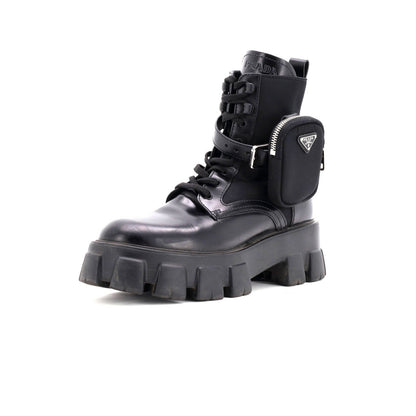 Prada Monolith Combat Boots Leather And Nylon