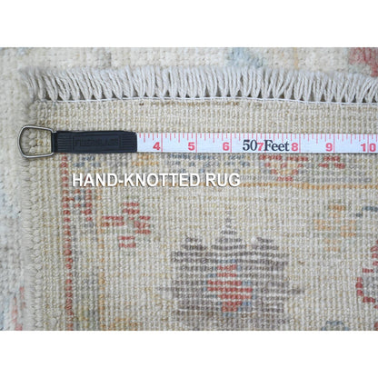 3'X13'6" Alabaster White Wool Foundtion Runner Angora Oushak Oriental Rug