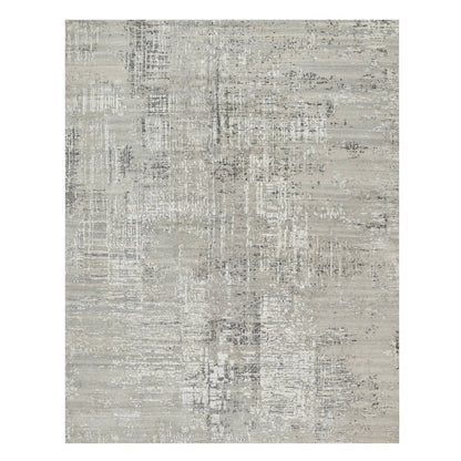 8'X10'2" Gray Hand Knotted Modern Hand Spun Undyed Natural Wool Rug