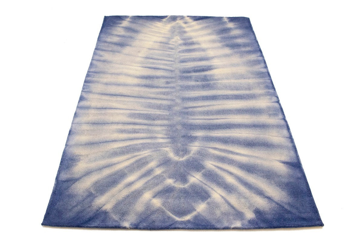 Purple-navy Tie-Dye Design Foyer Size 5X8 Hand-Tufted Modern Rug Wool Carpet