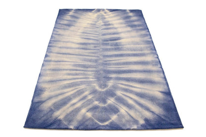 Purple-navy Tie-Dye Design Foyer Size 5X8 Hand-Tufted Modern Rug Wool Carpet