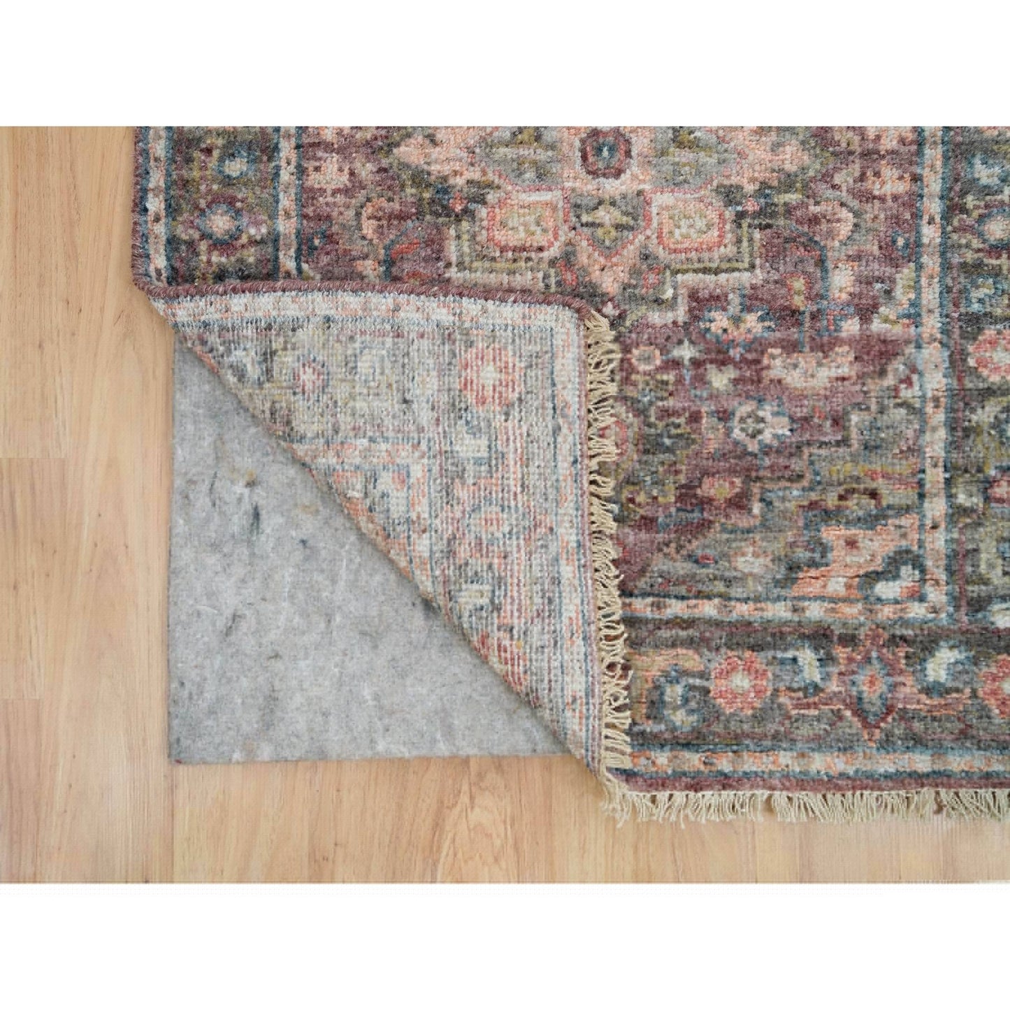 2'6"X11'9" Rosewood Red Heris Revival Soft Wool Hand Knotted Runner Rug