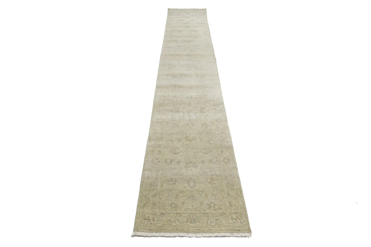2'6X14 Handmade Wool Oriental Runner Rug Muted Floral Design Hallway Carpet