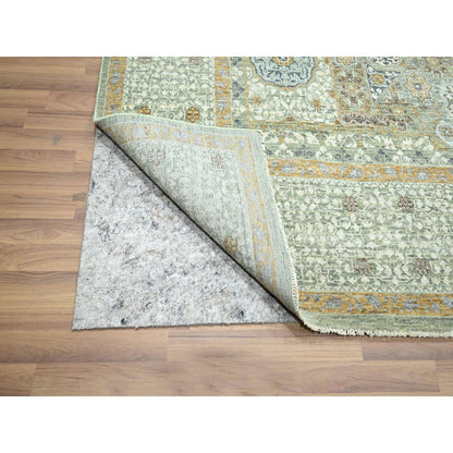 8'2"X10'4" Pistachio Green Mamluk Design Wool Hand Knotted Oriental Rug