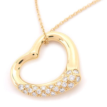 Tiffany & Co. Open Heart Pav Diamond Pendant Necklace 750Yg