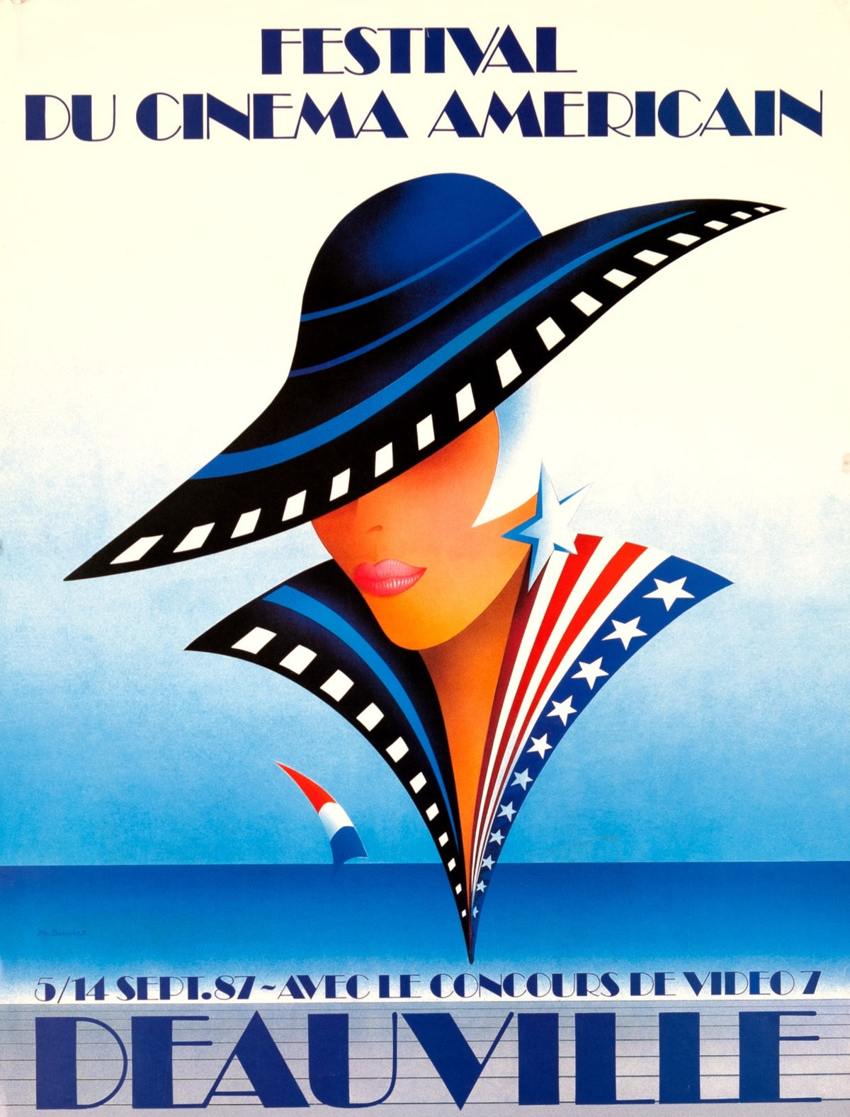 American Deauville Festival By Ph Bonnard On Original 1987 Linen