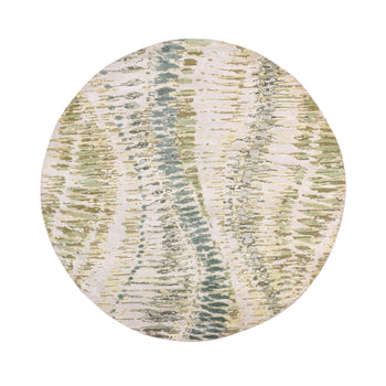 6'X6' Lafayette Green Crocodile Safari Design Silk Hand Knotted Round Rug