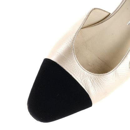 Chanel Women'S Cap Toe Cc Slingback Flats Leather