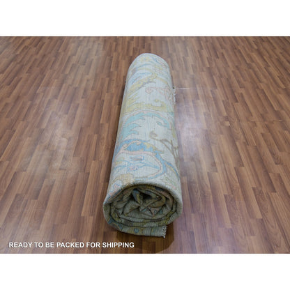 10'4"X14' Snow Ivory Bidjar Garhus Design Hand Knotted Natural Wool Rug