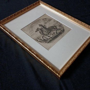 Stefano Della Bella Original Etching 1640 Coloured Man On Horseback Paris Coa