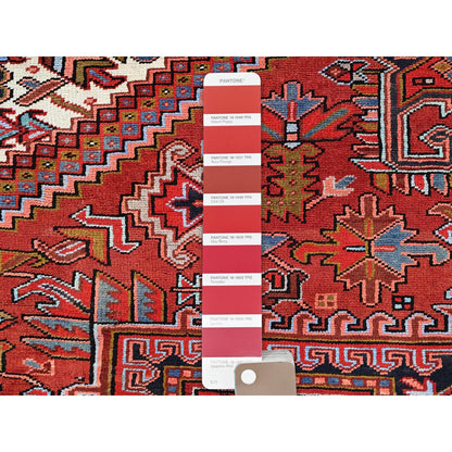 10'X12'8" Barn Red Vintage Zoroastrian Heris Pure Wool Hand Knotted Rug