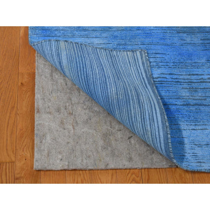 Rug 10'x14'1" Blue Wool Hand Knotted Overdyed Contemporary Design