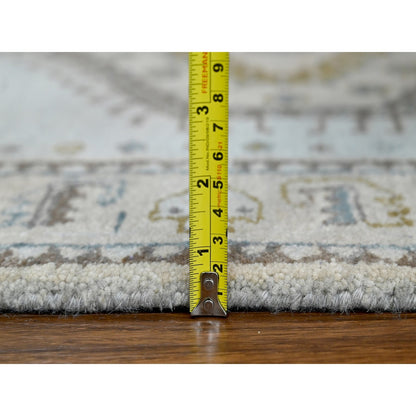 2'8"X23'10" Gray Hand Knotted Village Inspired Geometric Xl Runner Rug