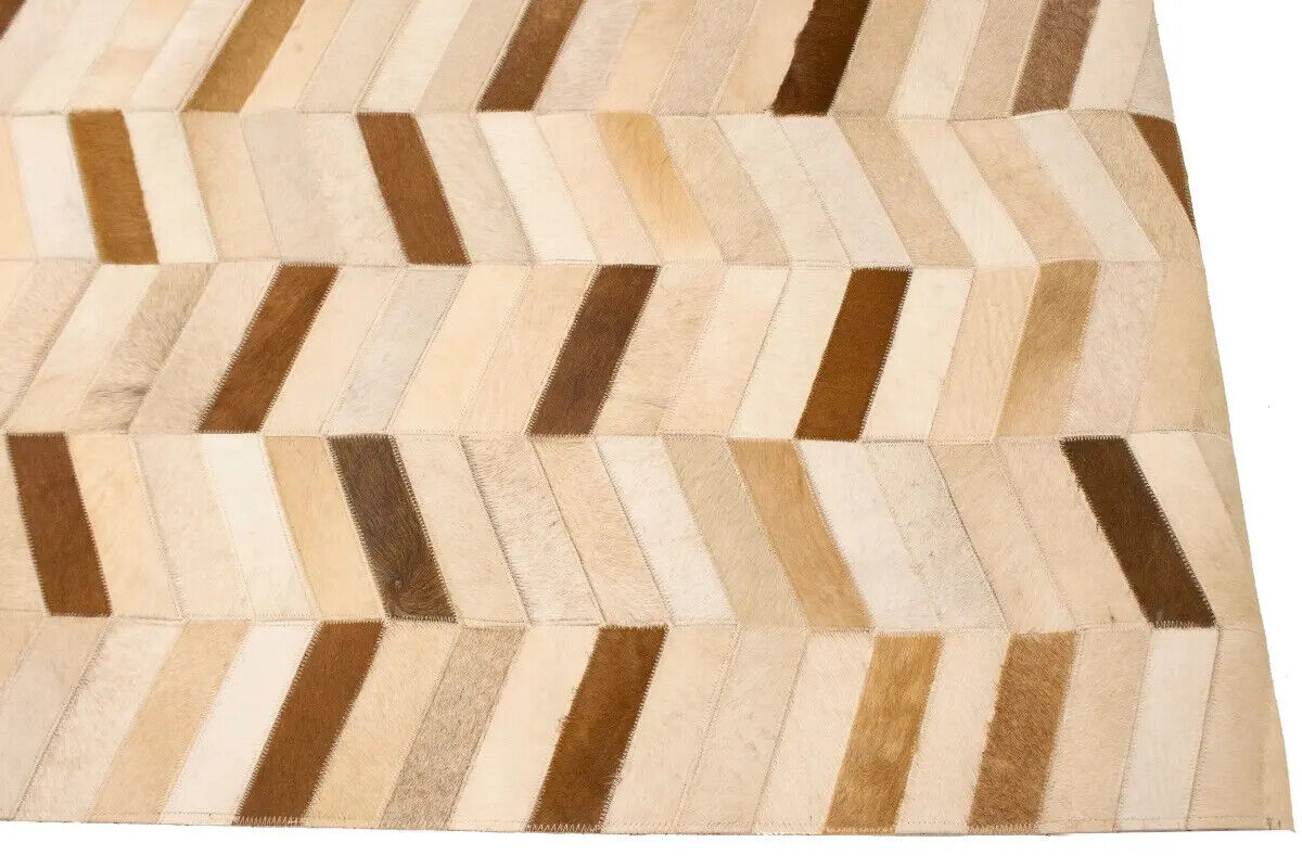 5X8 Ft Brown Cowhide Leather Rug Contemporary
