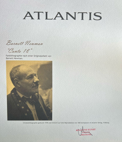 Barnett Newman Lithograph Coa Signed In Pen Numbered In Pencil