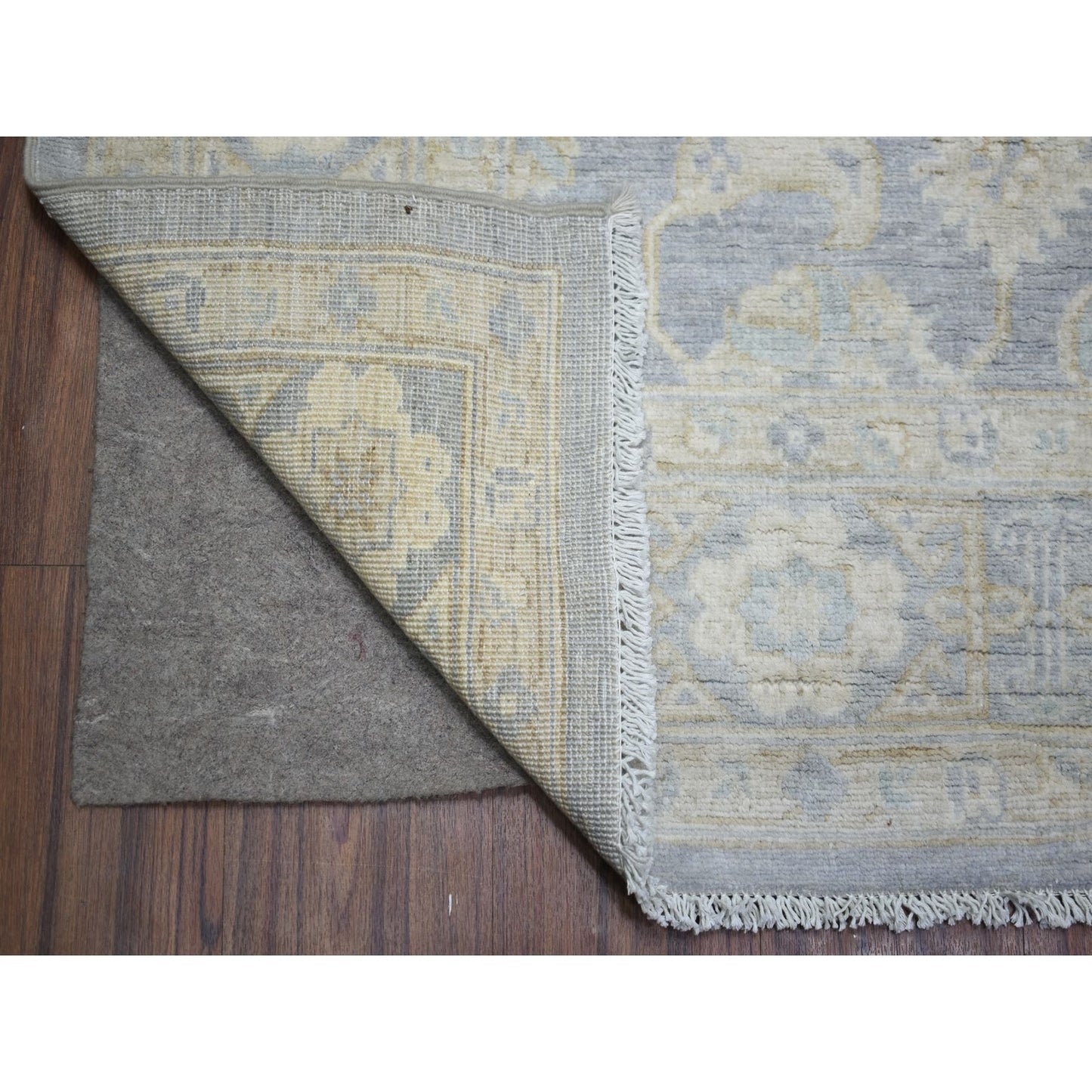 7'10"X9'7" Cloud Gray White Wash Peshawar Natural Wool Hand Knotted Rug