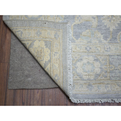 7'10"X9'7" Cloud Gray White Wash Peshawar Natural Wool Hand Knotted Rug