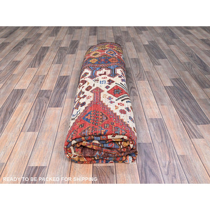 8'4"X9'3" Navajo White Turkish Knot Design Wool Hand Knotted Oriental Rug