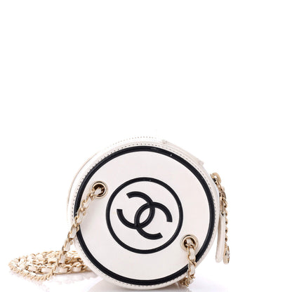 Chanel Cc Round Vanity Case With Chain Quilted Lambskin Mini