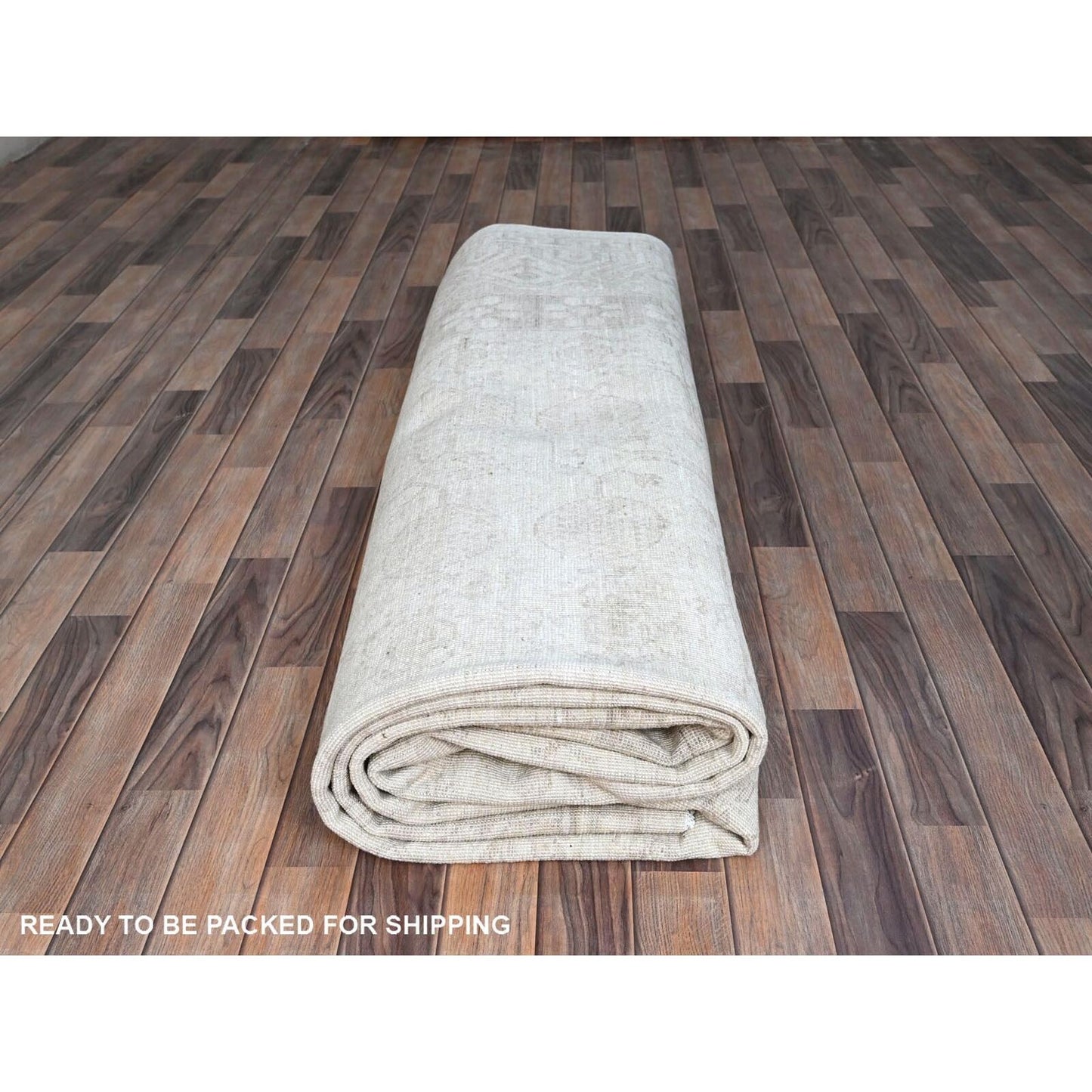 10'X13'10" Jazz White Hand Knotted Khotan Pomegranate Wool Oriental Rug