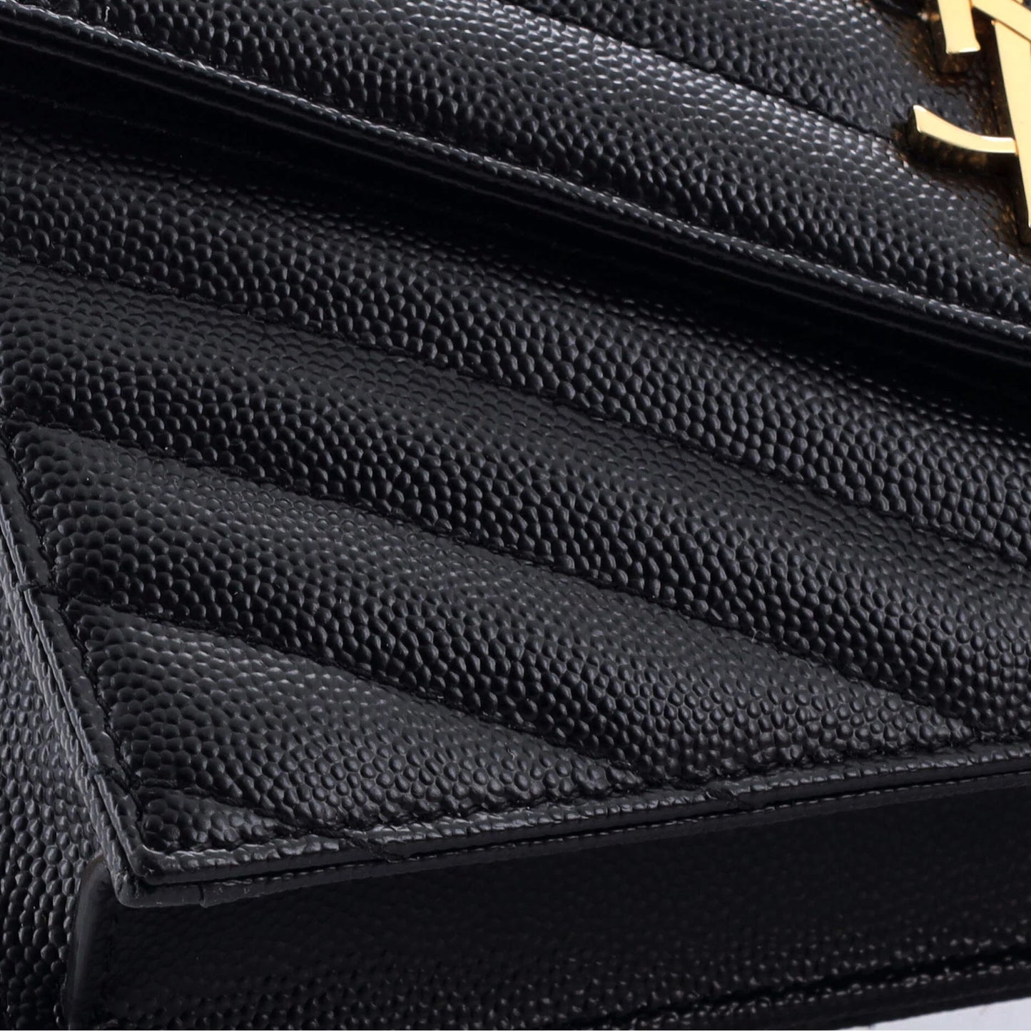 Saint Laurent Classic Monogram Wallet On Chain Matelasse Chevron Leather Small
