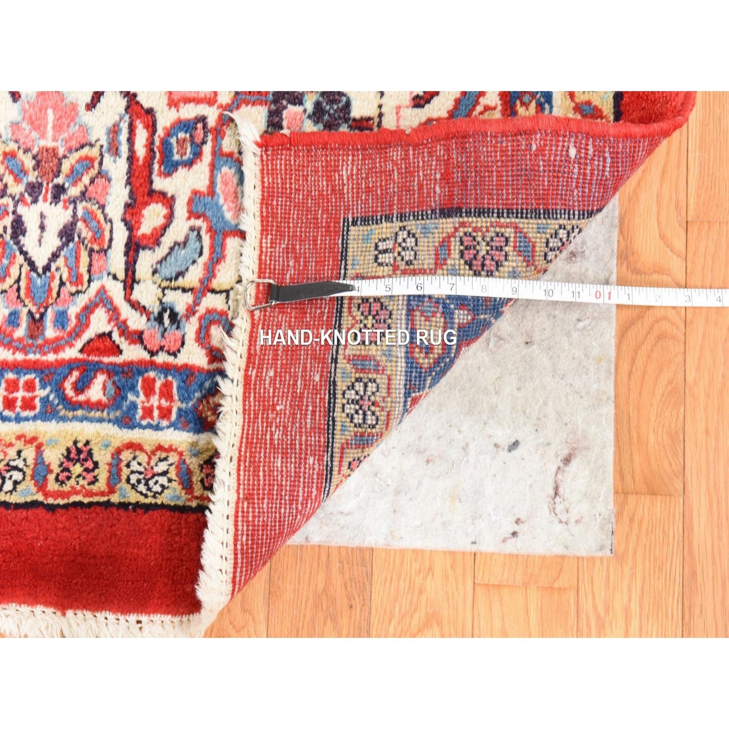 10'X13'10" Red Semi Antique Zoroastrian Saroogh All Wool Hand Knotted Rug