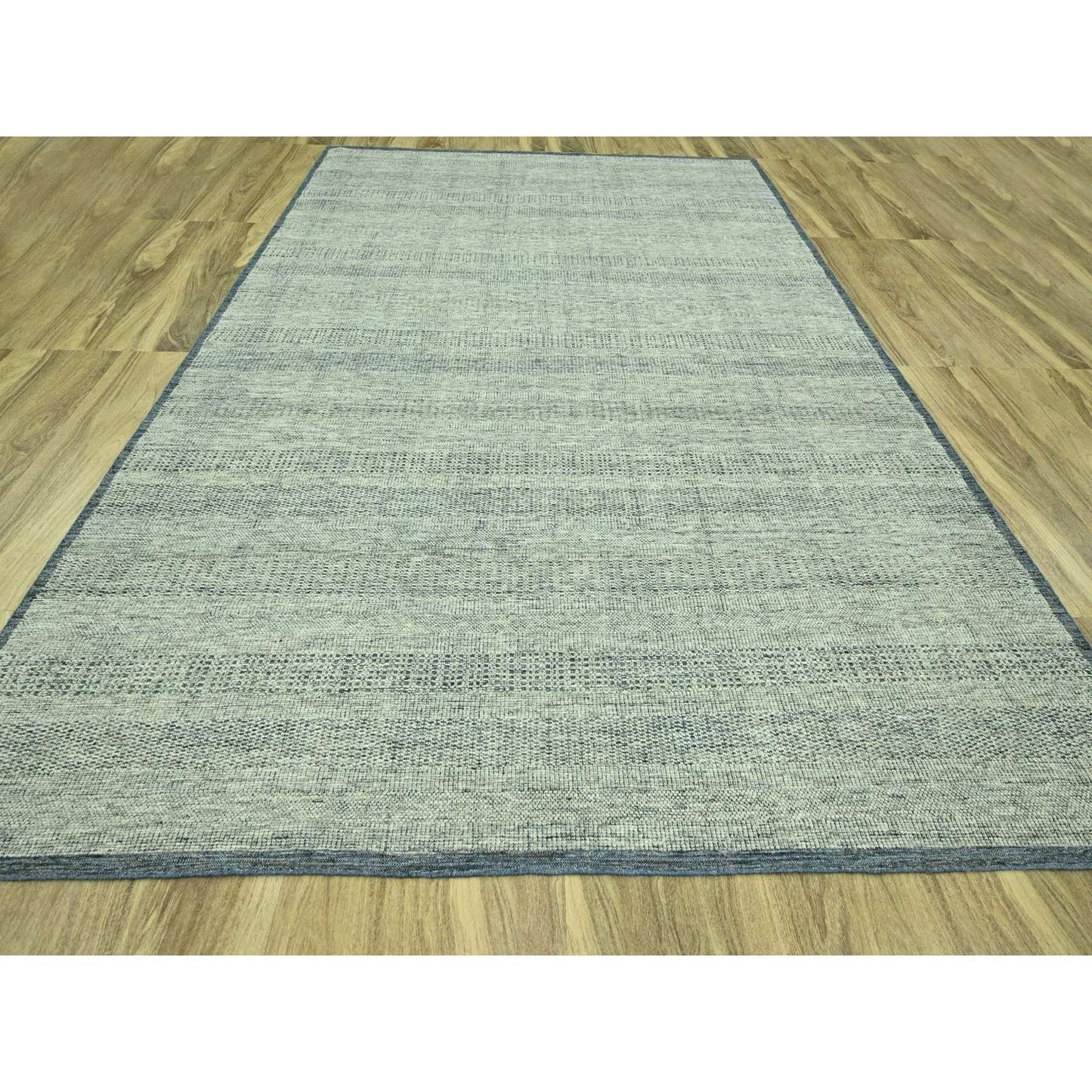 10'X13'9" Blue Distressed Rug Hand Knotted Pure Wool Oxidized Grass Design