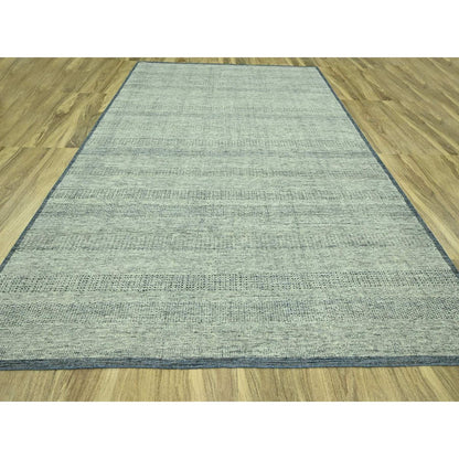 10'X13'9" Blue Distressed Rug Hand Knotted Pure Wool Oxidized Grass Design