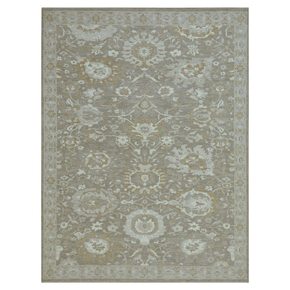 9'X11'10" Gray Hand Knotted Ziegler Mahal Flower Design Wool Oriental Rug