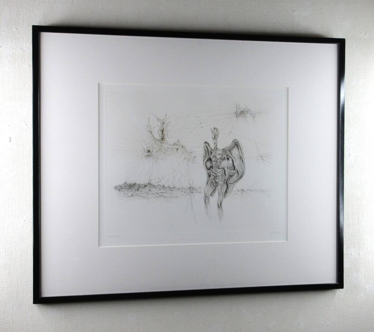 Hans Bellmer La Chauve souris Copperplate Edition autographed framed