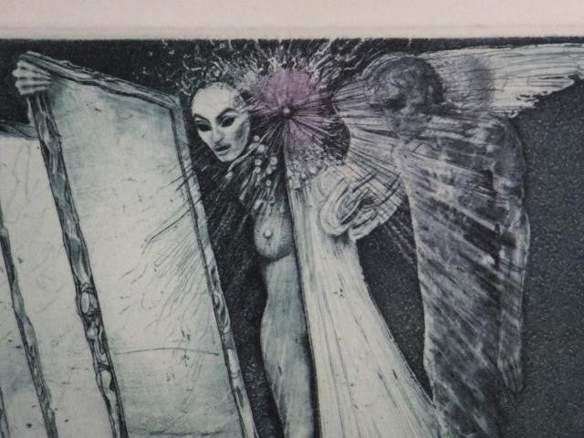 Karel Demel Original Etching Print "Exlibris For N.H" 1996 Signed Czech Art