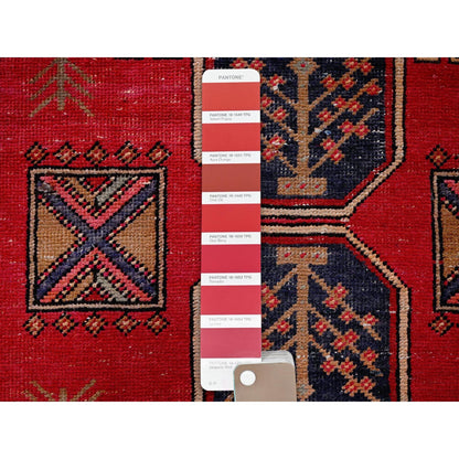 2'3"X9'3" Red Vintage Zoroastrian Tebraz Pure Wool Hand Knotted Runner Rug