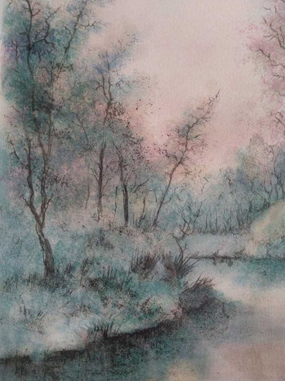 Antonio Rivera Signed Lithograph Forest By The Water 64/200 Spanish Landscape