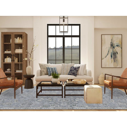 9'X12' Goose Gray Oushak Design Silk With Wool Hand Knotted Rug