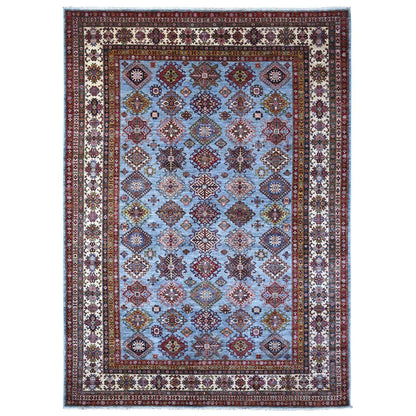 9'X12'6" Gray Afghan Super Kazak Hand Knotted 100% Wool Oriental Rug
