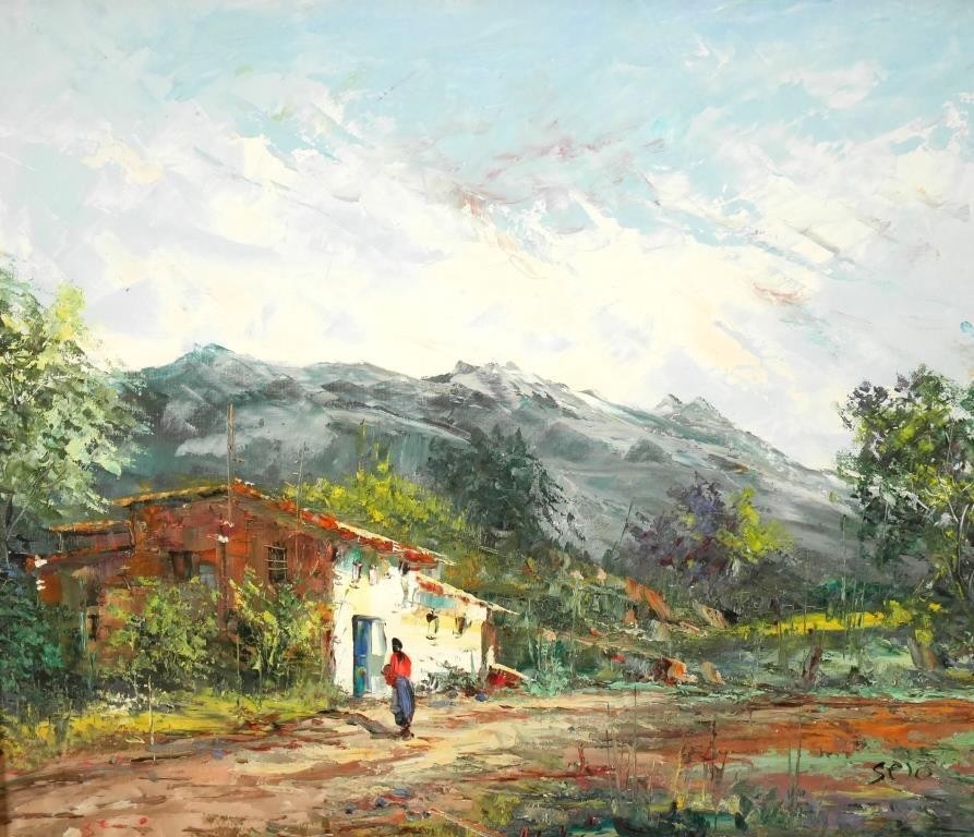 Original Oil Painting Pedro Jose Barcelona Spanish Landscape