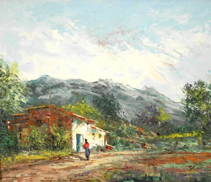 Original Oil Painting Pedro Jose Barcelona Spanish Landscape